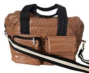Think Rolyn Kira Cargo Tote Dual Front Pockets Crossbody Luggage Sleeve Quilted